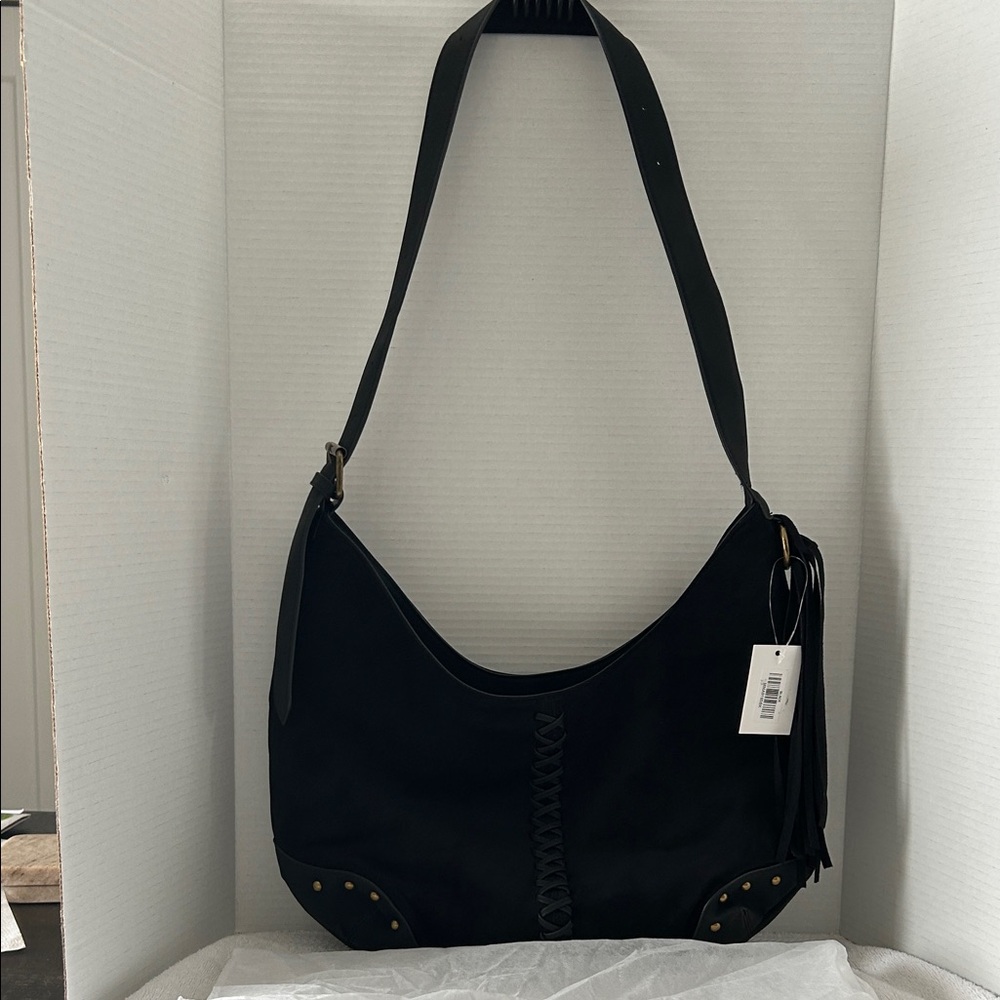 Braided Detail Hobo Bag with fringe and gold accents
